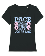 Pace pe lac Tricou mânecă scurtă guler larg fitted Damă Expresser