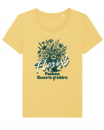 Florist Tricou mânecă scurtă guler larg fitted Damă Expresser