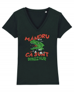 Dinozaur mandru  Tricou mânecă scurtă guler V Damă Evoker