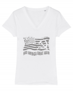 MAKE AMERICA - RUSIA - GREAT AGAIN 3 Tricou mânecă scurtă guler V Damă Evoker