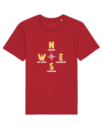 BUSOLA -  COMPASS - NOWHERE EVERYWHERE SOMEWHERE WHO KNOWS Red