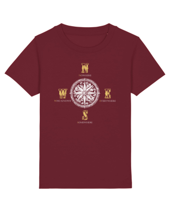 BUSOLA -  COMPASS - NOWHERE EVERYWHERE SOMEWHERE WHO KNOWS 3 Burgundy