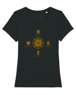BUSOLA -  COMPASS - NOWHERE EVERYWHERE SOMEWHERE WHO KNOWS 6 Tricou mânecă scurtă guler larg fitted Damă Expresser