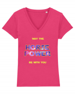 Horse Power Tricou mânecă scurtă guler V Damă Evoker