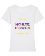 Horse Power Tricou mânecă scurtă guler larg fitted Damă Expresser