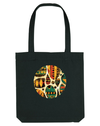 GEOMETRIC FLORAL - TRADITIONAL AFRICAN  Black
