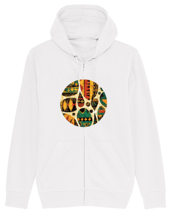 GEOMETRIC FLORAL - TRADITIONAL AFRICAN  White