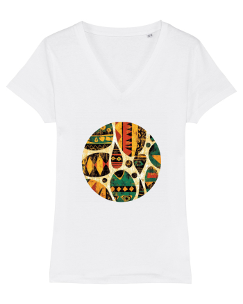 GEOMETRIC FLORAL - TRADITIONAL AFRICAN  White