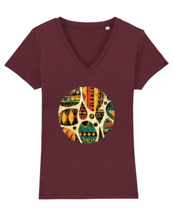 GEOMETRIC FLORAL - TRADITIONAL AFRICAN  Burgundy