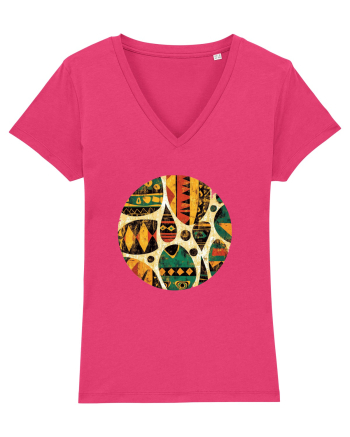 GEOMETRIC FLORAL - TRADITIONAL AFRICAN  Raspberry