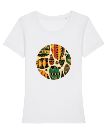 GEOMETRIC FLORAL - TRADITIONAL AFRICAN  White