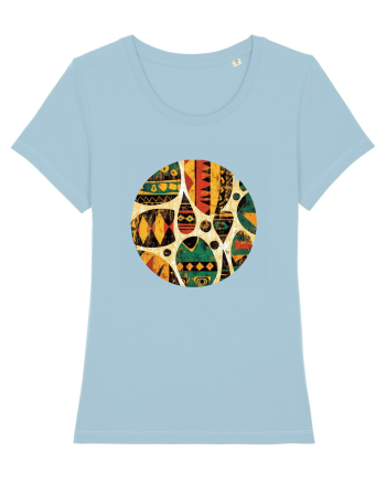 GEOMETRIC FLORAL - TRADITIONAL AFRICAN  Sky Blue