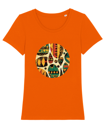 GEOMETRIC FLORAL - TRADITIONAL AFRICAN  Bright Orange