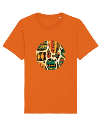 GEOMETRIC FLORAL - TRADITIONAL AFRICAN  Bright Orange