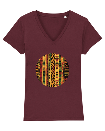 GEOMETRIC FLORAL - TRADITIONAL AFRICAN  2 Burgundy