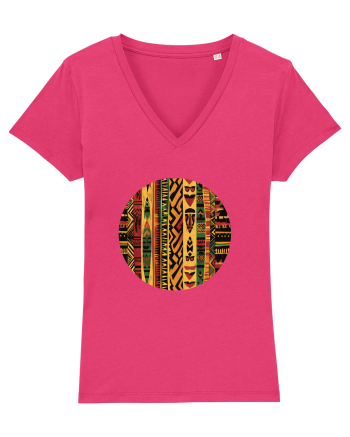 GEOMETRIC FLORAL - TRADITIONAL AFRICAN  2 Raspberry