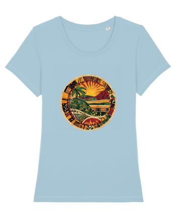 GEOMETRIC FLORAL NATURA - TRADITIONAL AFRICAN Sky Blue