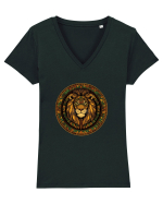 LEU GEOMETRIC FLORAL NATURA - TRADITIONAL AFRICAN Tricou mânecă scurtă guler V Damă Evoker