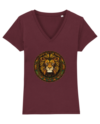 LEU GEOMETRIC FLORAL NATURA - TRADITIONAL AFRICAN 2 Burgundy