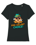 Egg-Cellent Choice! Tricou mânecă scurtă guler larg fitted Damă Expresser
