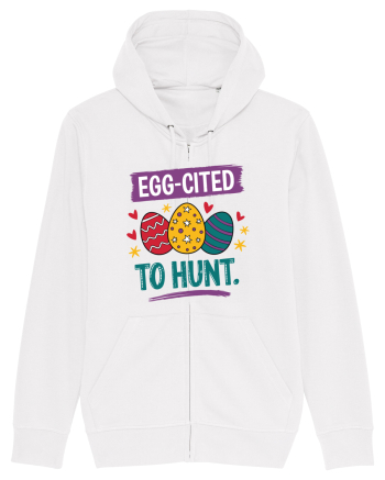 Egg-Cited To Hunt |  Cute Easter Egg Puns White