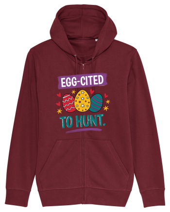 Egg-Cited To Hunt |  Cute Easter Egg Puns Burgundy