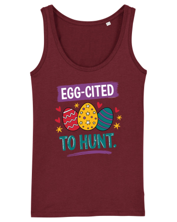 Egg-Cited To Hunt |  Cute Easter Egg Puns Burgundy
