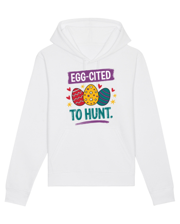 Egg-Cited To Hunt |  Cute Easter Egg Puns White