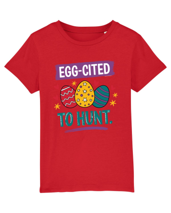 Egg-Cited To Hunt |  Cute Easter Egg Puns Red