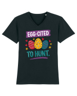 Egg-Cited To Hunt |  Cute Easter Egg Puns Tricou mânecă scurtă guler V Bărbat Presenter