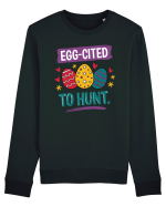 Egg-Cited To Hunt |  Cute Easter Egg Puns Bluză mânecă lungă Unisex Rise