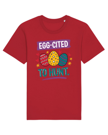 Egg-Cited To Hunt |  Cute Easter Egg Puns Red
