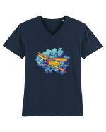 Vintage Wings - Airplane flying in the clouds - BLTP11-02 Tricou mânecă scurtă guler V Bărbat Presenter