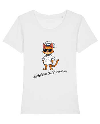 Stylish chef cat, culinary cool White