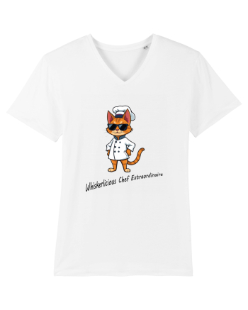 Stylish chef cat, culinary cool White