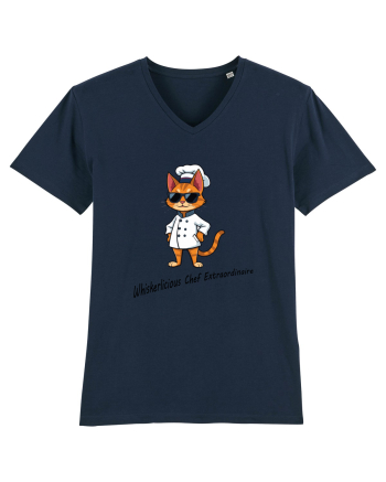 Stylish chef cat, culinary cool French Navy