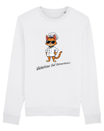 Stylish chef cat, culinary cool White