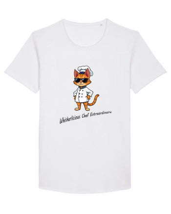 Stylish chef cat, culinary cool White