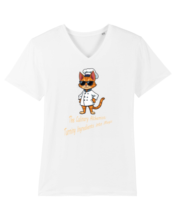 Stylish chef cat, culinary cool White