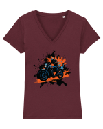 Vintage Wheels - Motorcycle Riding BLTM11-02 Tricou mânecă scurtă guler V Damă Evoker