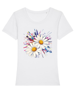 Daisies Tricou mânecă scurtă guler larg fitted Damă Expresser
