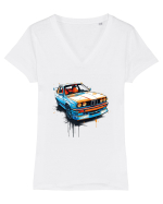 Vintage car Tricou mânecă scurtă guler V Damă Evoker