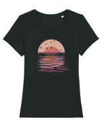 Flying Birds at Sunset Tricou mânecă scurtă guler larg fitted Damă Expresser