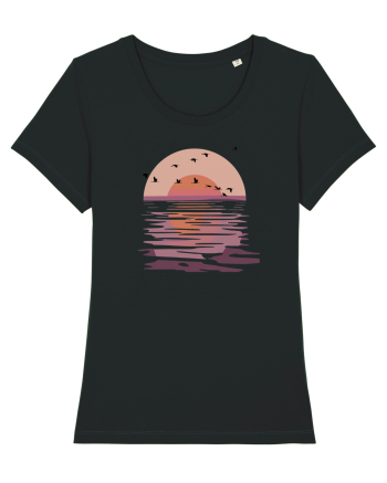 Flying Birds at Sunset Black
