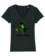 Cioara vopsita Tricou mânecă scurtă guler V Damă Evoker