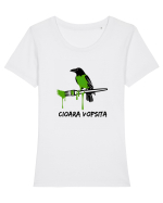 Cioara vopsita Tricou mânecă scurtă guler larg fitted Damă Expresser