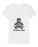  „Am liceul la feral” Tricou mânecă scurtă guler V Damă Evoker