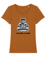 „Am liceul la feral” Tricou mânecă scurtă guler larg fitted Damă Expresser