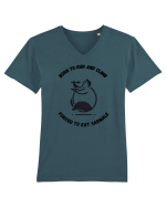 „Născut să alerg, forțat să mănânc sarmale” Tricou mânecă scurtă guler V Bărbat Presenter
