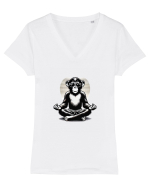 Chill chimp  Tricou mânecă scurtă guler V Damă Evoker